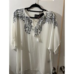 NWT‎ Rafaella Sheer Blouse Size Medium